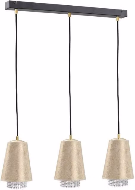 Netlighting Molly Bar Pendant Ceiling Light in Gold and Crystal, 60 cm, 3x E27
