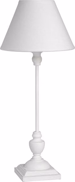 Hill Interiors Symi Slim Table Lamp in White and Wood, H 45 cm x W 22 cm x D 22 cm