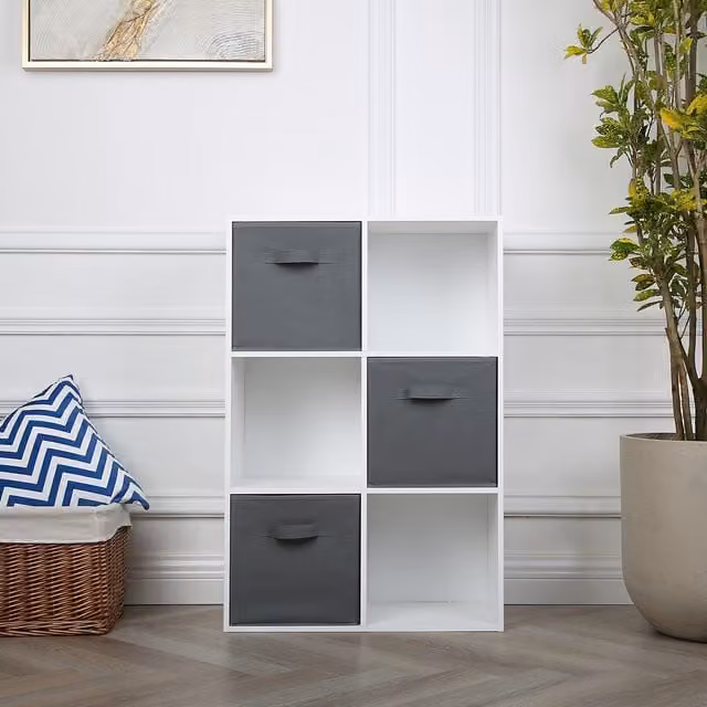Home Garden Direct Jane 2x3 Cube Storage Shelving with Baskets in White