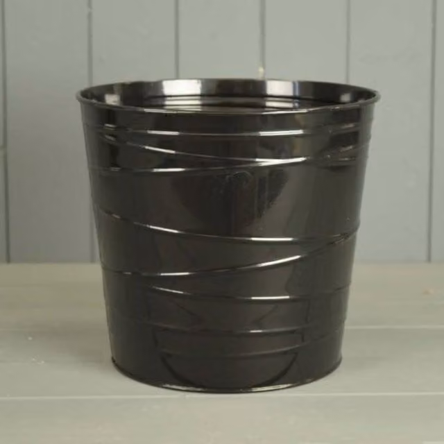 KDMD Black Zinc Metal Pot with Drainage Holes