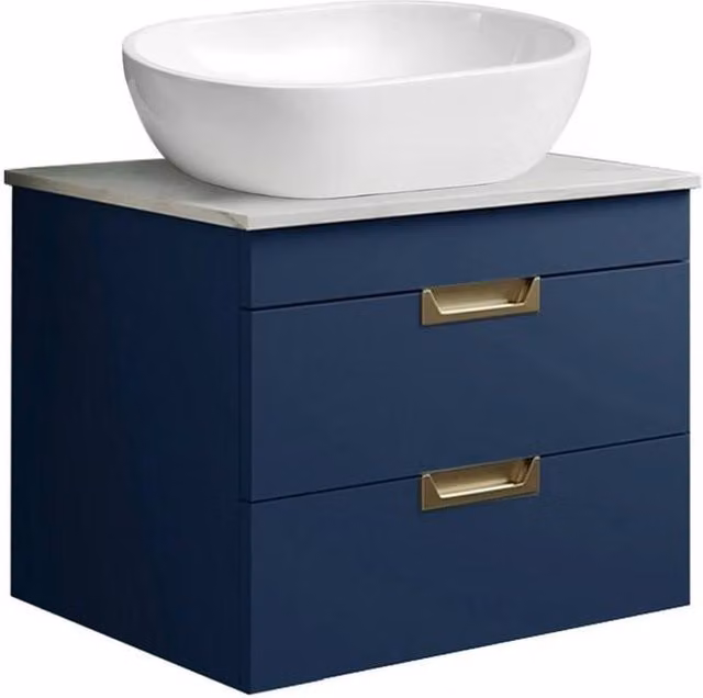 FORGEVIO Modern Blue and White Wall Mounted Bathroom Vanity Unit with Basin and Soft Close Doors – 1
