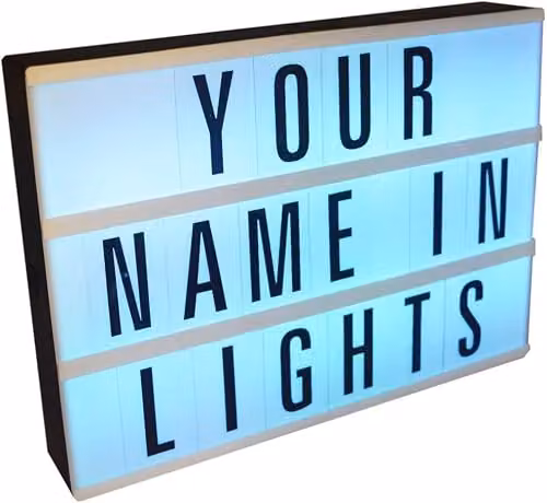 Almineez A4 Colour Changing Cinematic LED Light Up Box with Letters, Numbers and Symbols in Black, White or Multicolour – 3