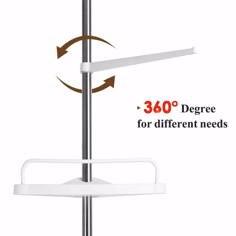 FLAVORA White 4 Tier Telescopic Wall Mounted Bathroom Corner Shelf with Adjustable Shelves – 2