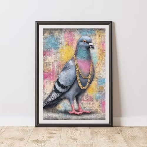 60 Second Makeover Pigeon Graffiti Urban Street Art Poster, Multicolour, A3
