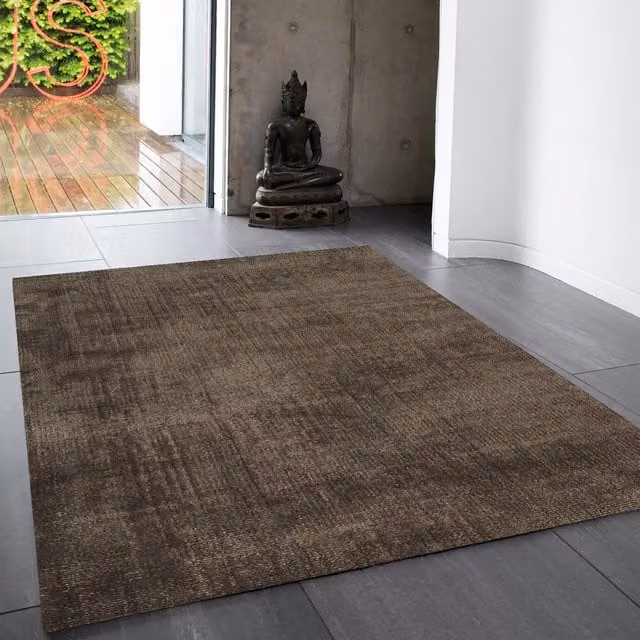 The Rug Shop UK Brown Plain Viscose and Cotton Backing Rectangular Rug W: 160 cm, L: 230 cm – 1