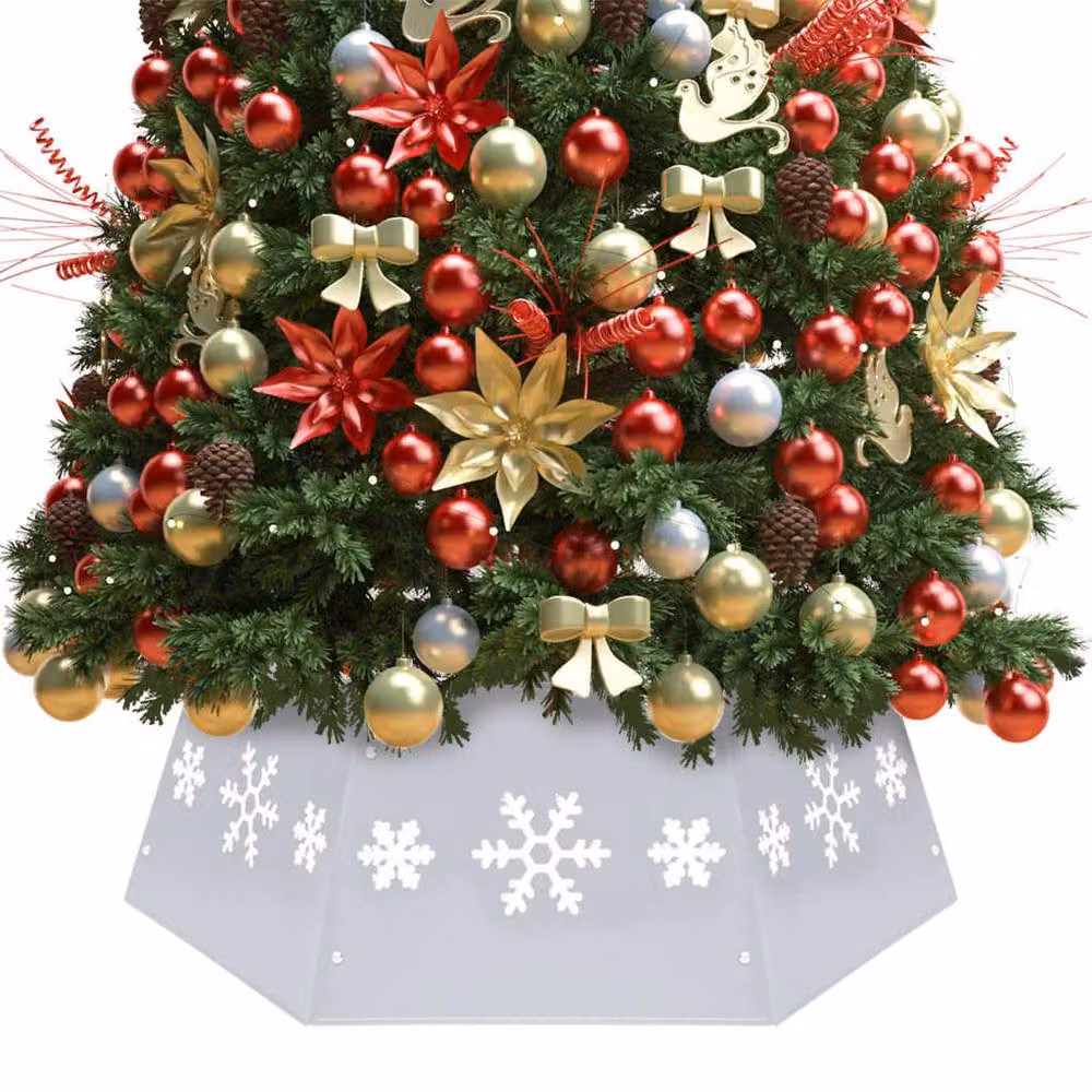 Berkfield Home Durable Christmas Tree Skirt in Silver and White, Diameter: 68 cm, Height: 25 cm – 2