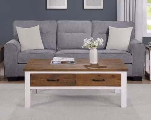 baumhaus Splash of White Coffee Table with Four Drawers in White Wood – 2