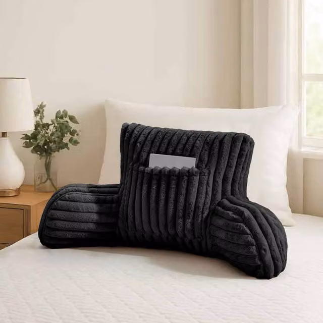 Gaveno Cavailia Black Ribbed Fleece Bolster Cushion – 1