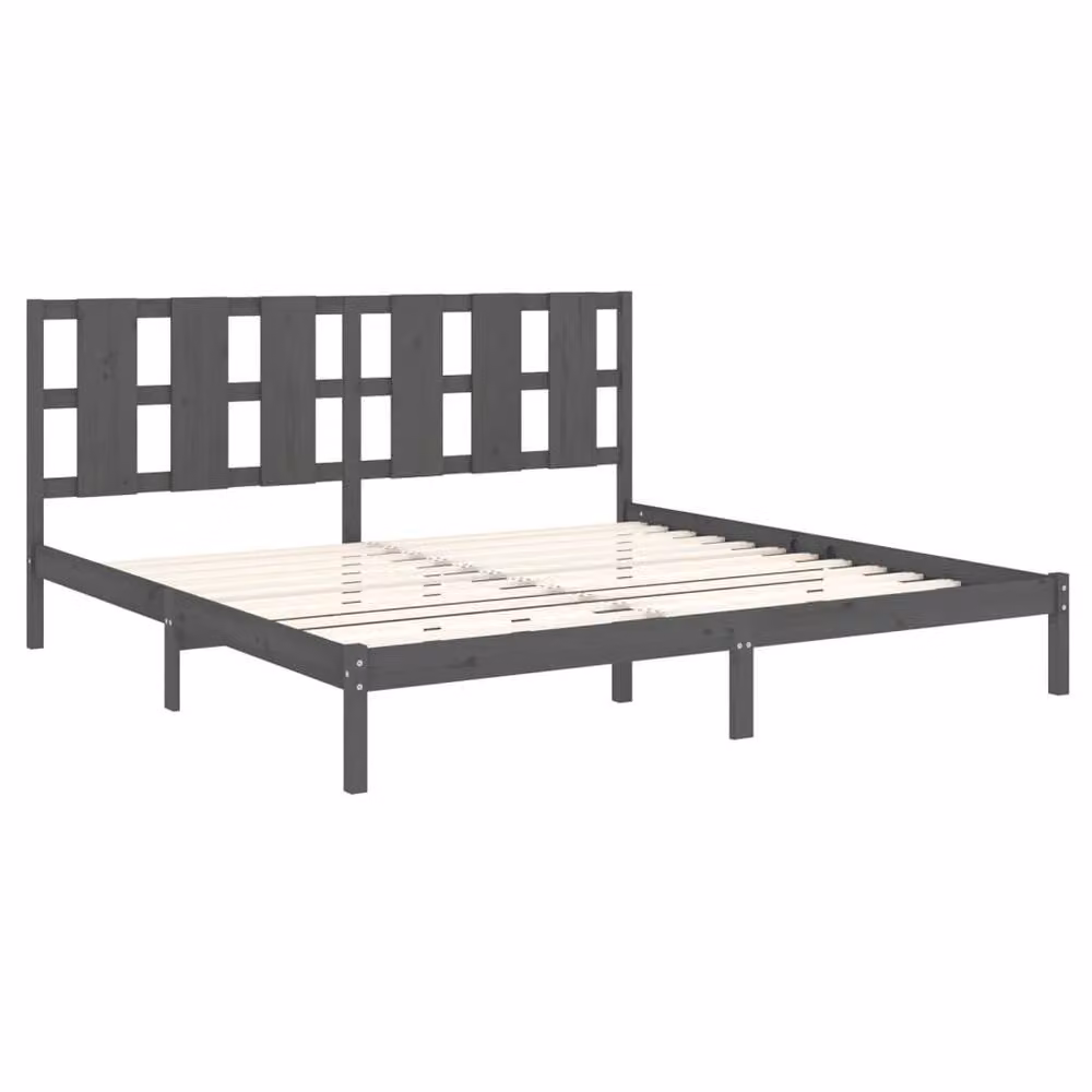 Berkfield Home Beautiful Grey Solid Wood Pine Bed Frame W/D/H: 200 x 160 x 205.5 cm – 3