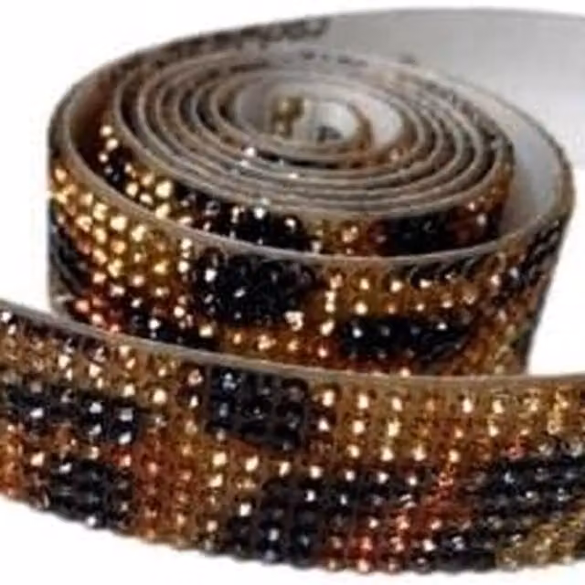 Syntego Leopard Print Rhinestone Tape in Silver, Yellow and Multicolour