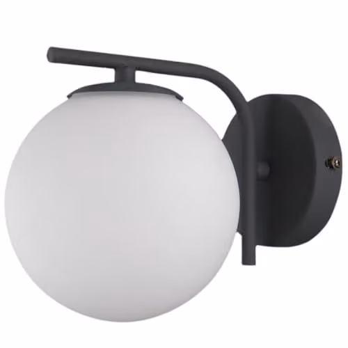 Netlighting Modern Black Wall Lamp with White Glass Sphere Shade and G9 Base