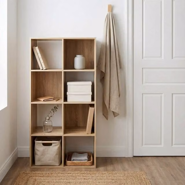 Home Garden Direct Jane 4x2 Cube Storage Box Bookshelf in Oak Wood