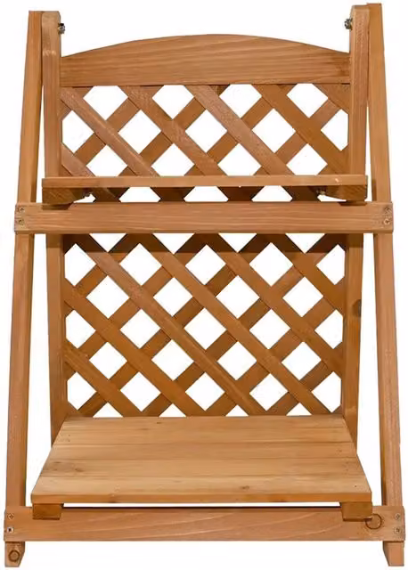 SPETLEK 2 Tier Wooden Plant Stand and Flower Pot Holder in Brown, W/D/H: 49 x 35 x 25 cm