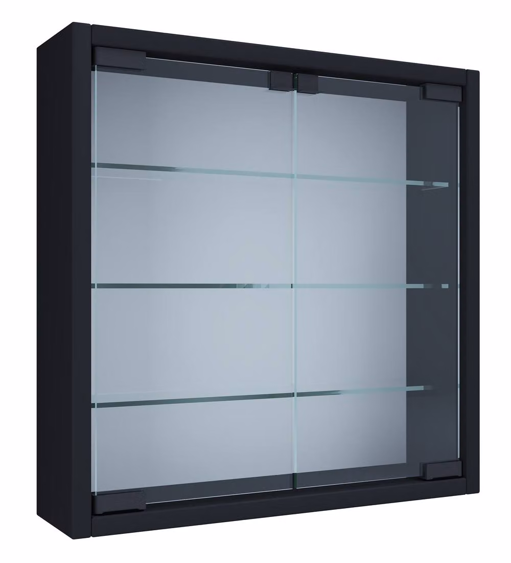 VCM Mandosa S Wall Mounted Hanging Display Cabinet with Glass Doors in Matt Black, W/D/H: 40 x 40 x 10 cm – 2