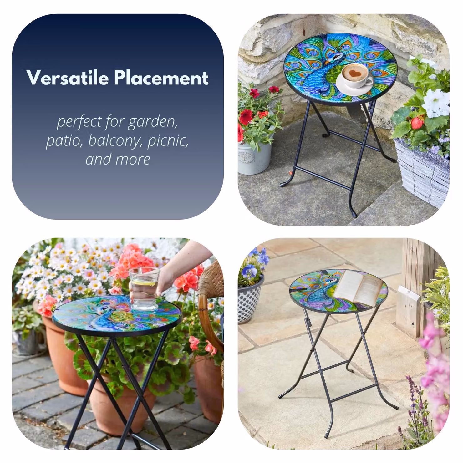 Marco Paul Foldable Outdoor Table in Multicolour Floral Design – 7