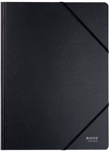 Leitz Pack of 10 Black A4 Recycled Card Collection Folders with Elastic Bands