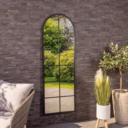 Charles Bentley Bern Arch Mirror in Black, W/H: 55 x 165 cm – 1