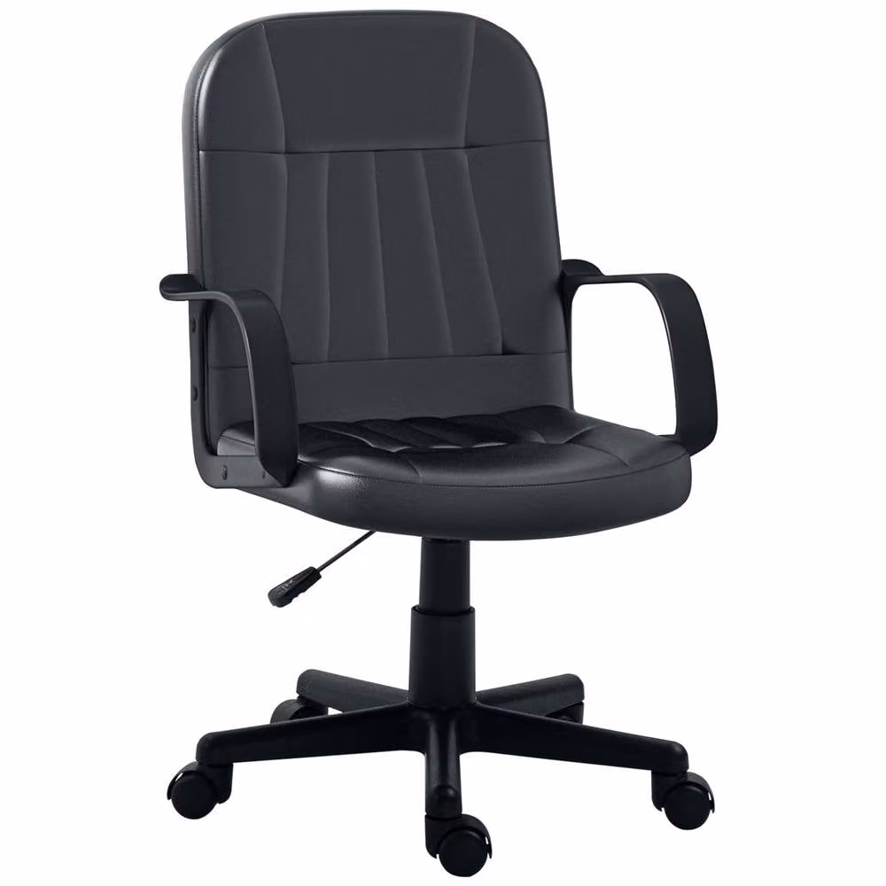 STILVORA Black Synthetic Leather Swivel Executive Office Chair with Armrests and Castors, W/D/H: 59.5 x 60 x 150 cm – 4