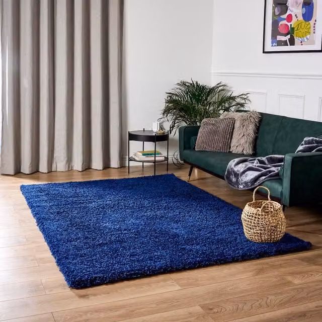 Bravich California Shaggy Rug in Blue, W: 160 cm, D: 110 cm