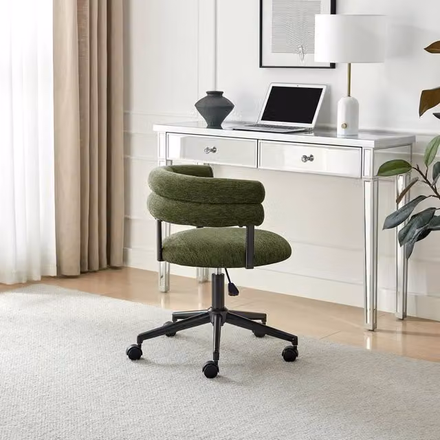 FurnitureboxUK Estelle Green Fabric Swivel Task Office Chair – 1