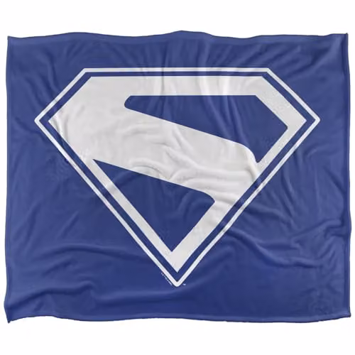 DC Comics Superman 2025 New Logo White Super Soft Microfibre Fleece Throw Blanket W/D/H: 152 x 127 cm