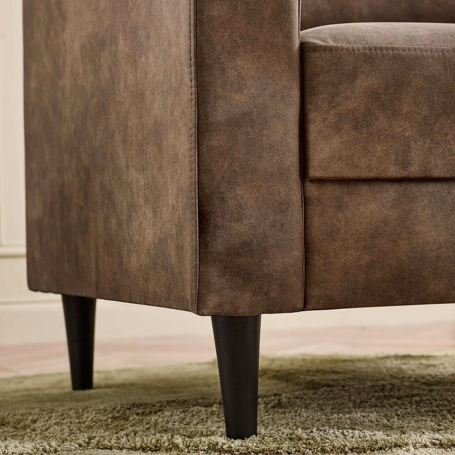 FurnitureboxUK Logan 2 Seater Sofa in Brown Faux Leather – 3