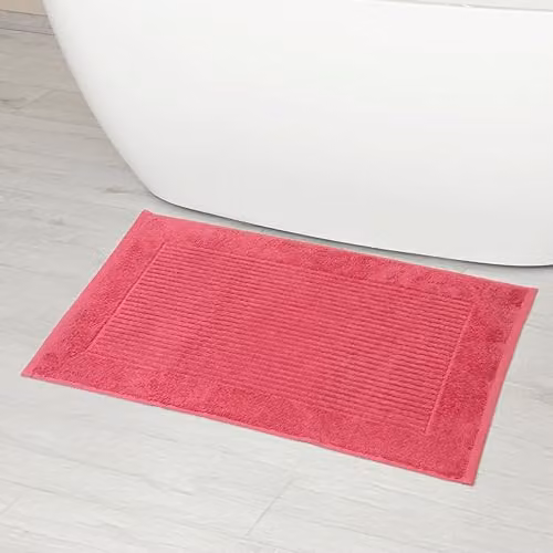 Linens Limited Non Slip Turkish Cotton Bath Mat, Pink, W/D/H: 80.0 x 50.0 x 1.8 cm