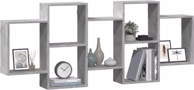 Berkfield Home Wall Mounted Shelf in Concrete Grey, W: 159 cm, D: 18 cm, H: 65 cm