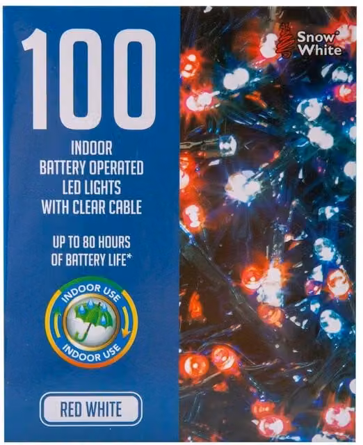 VFM e-Store Christmas String Lights with 100 Bulbs in White, Red and Multicolour – 1