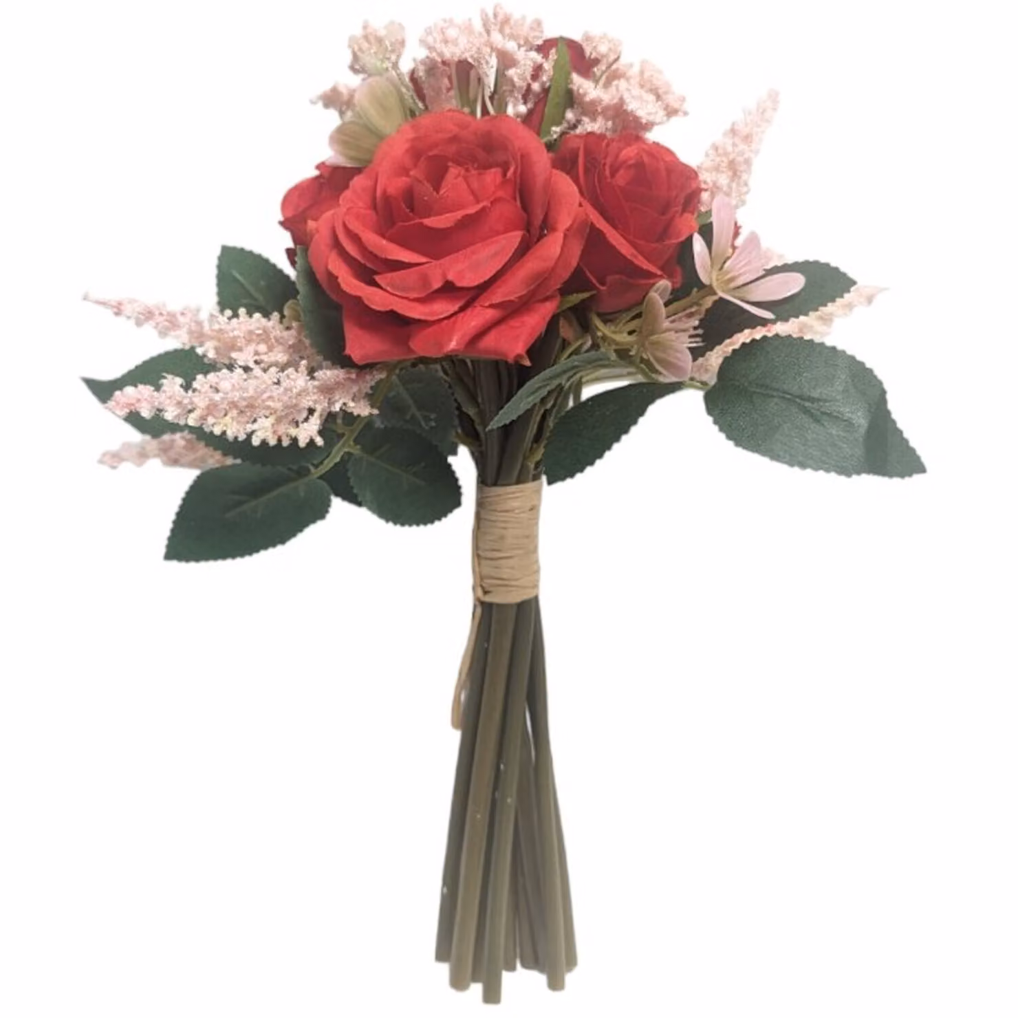Kingsbury Gifts Red Artificial Hand-tied Organic Textile Rose Bundle – 2