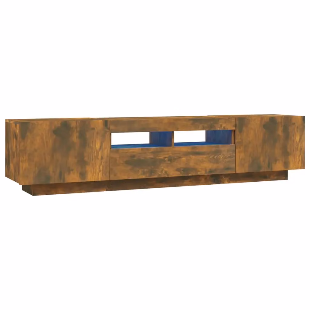 Berkfield Home 2 Piece Modern TV Cabinet Set with Integrated LED Lights in Smoked Oak Brown – 2