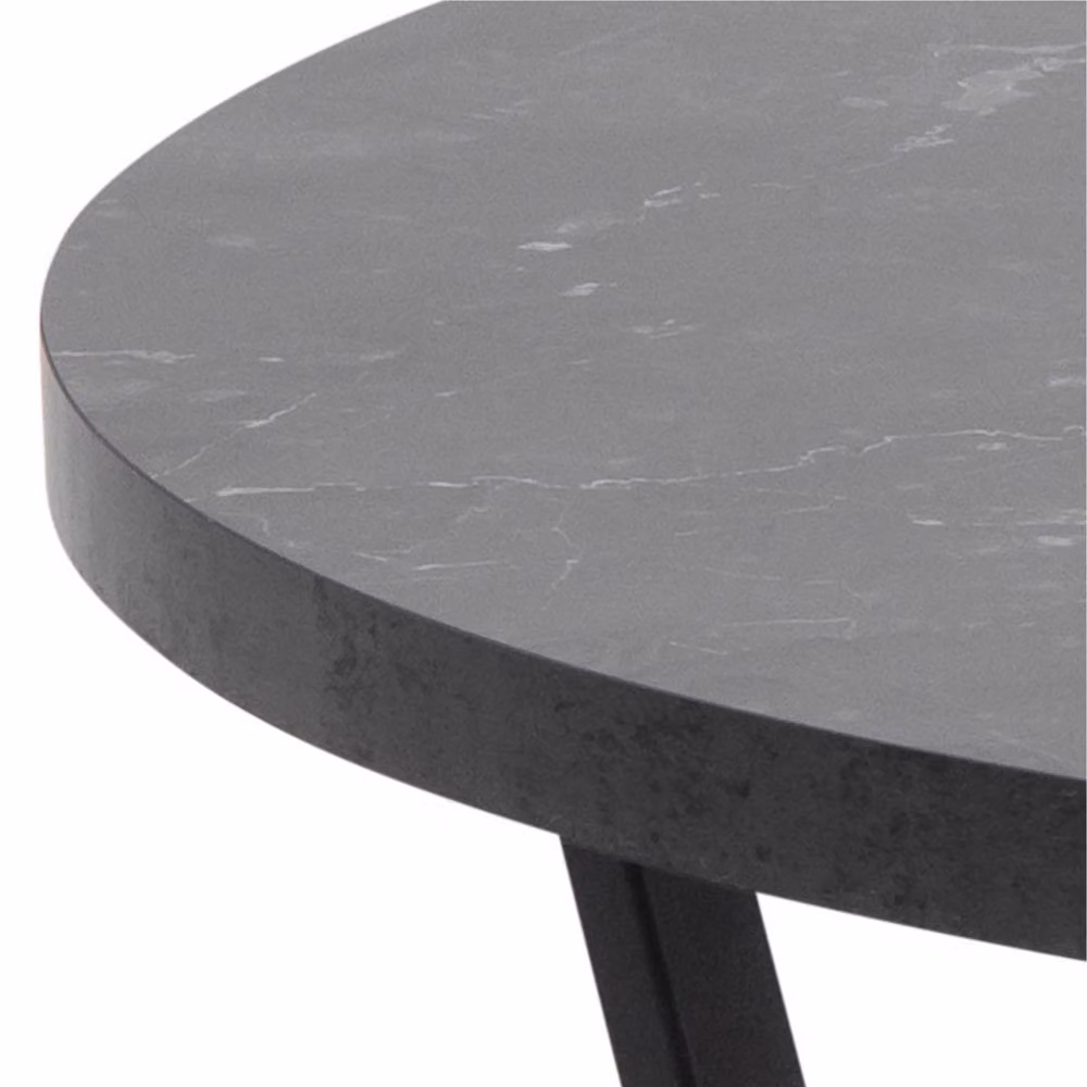Wyld Haus Stovring Round Coffee Table with Black Marble Effect Top and Black Metal Legs, W/D/H: 77 x 77 x 44 cm – 3