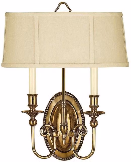 Netlighting Cambridge 2 Light Wall Light in Burnished Brass and Yellow Glass – 1