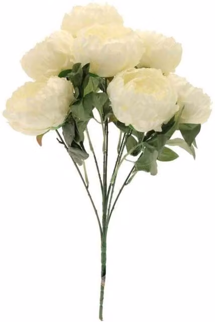 KDMD Seven King Peony Bunch in Cream White Textile Floral Arrangement