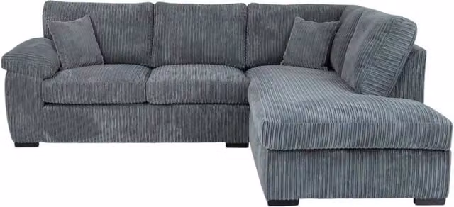 Bliss Furniture Jumbo Cord L Shape 4 Seater Right Hand Corner Sofa in Grey