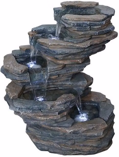 Tranquillity Water Features Corallina Rock Effect Grey Tabletop Cascade Water Feature