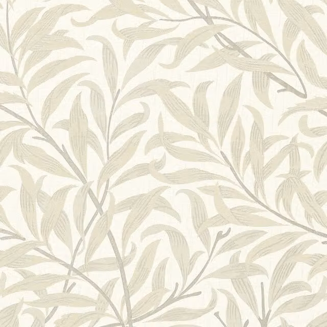William Morris Willow Boughs Floral Jacquard Linen and Cotton Fabric in Beige