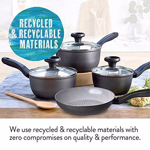 Meyer Prestige Earth Grey Ceramic Non-Stick Cookware Set of 4, including Saucepan and Frying Pan, Induction Ready, Made in Italy – 2