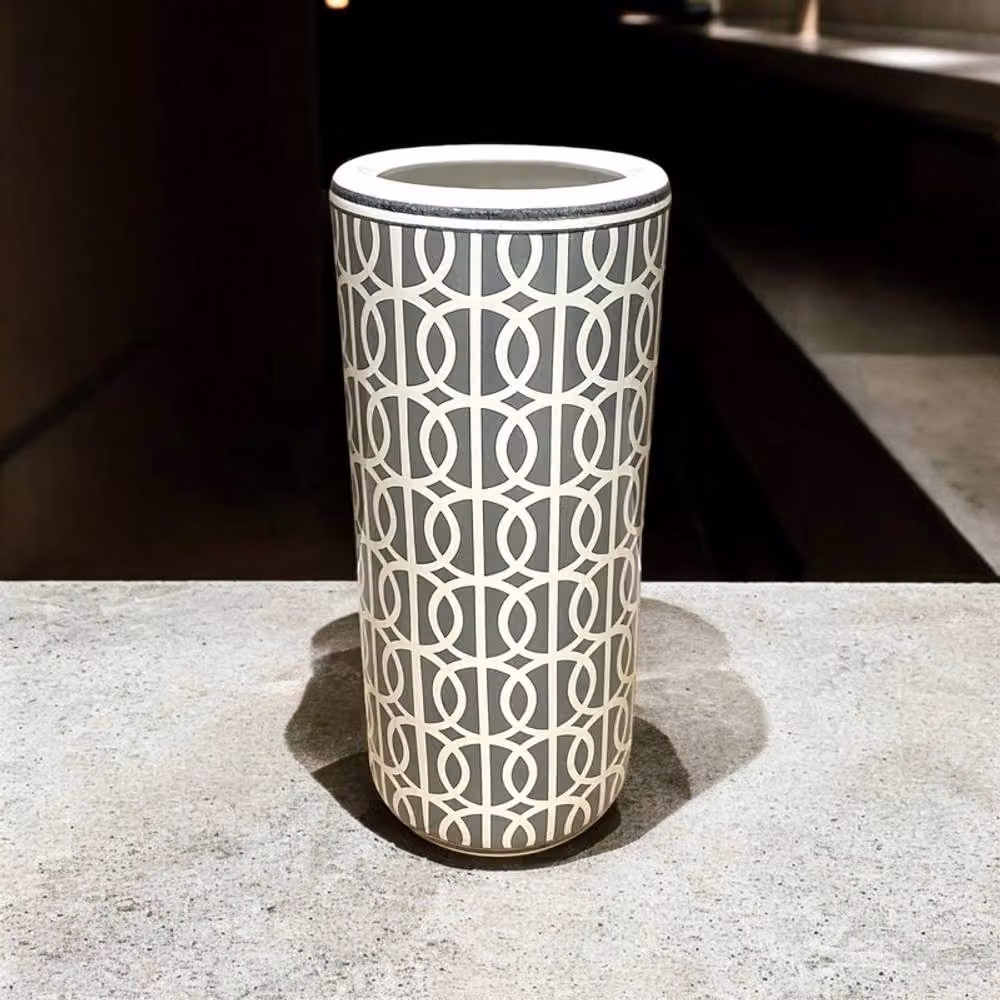 Minster Ceramic Circles Pattern Design Umbrella Stand in Grey and White, W/D/H: 20 x 20 x 46 cm – 5