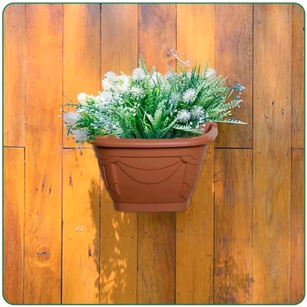 VOGREX Venetian Style Terracotta Hanging Flower Pot Set, 6x Brown Wall Planters, 31 cm – 5