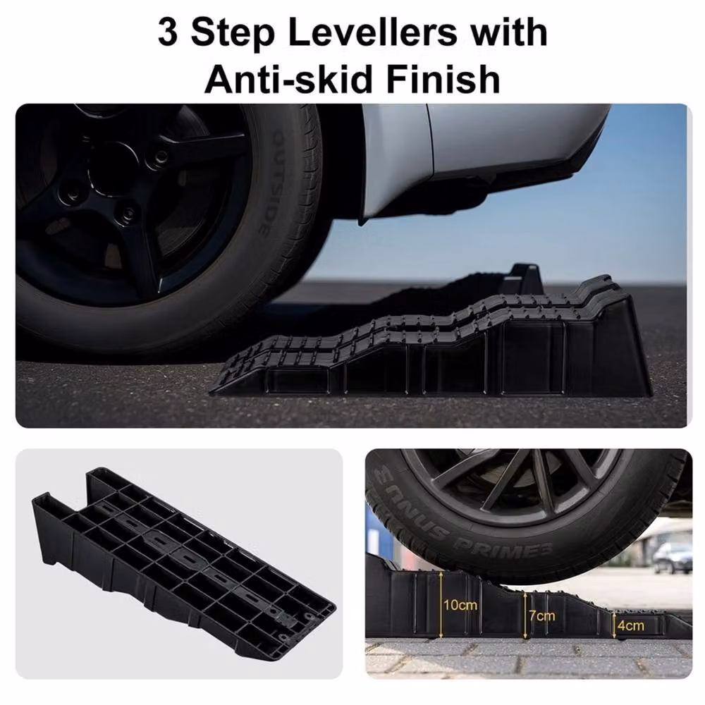EONLION Black Plastic Kerb Ramp Caravan Levelling Ramp Set – 4