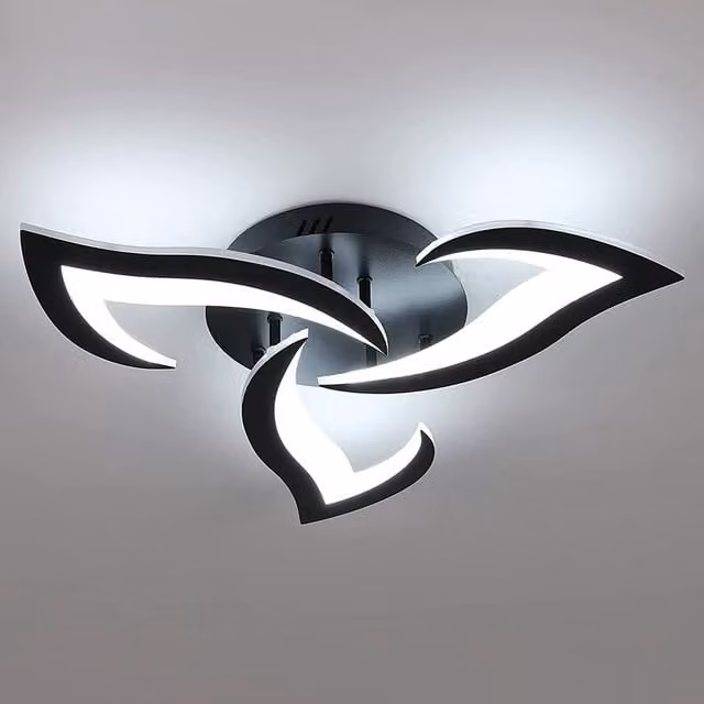 Pheashine Modern Acrylic LED Ceiling Light, 36W, Black, 6500K Cool White Light, Diameter: 60 cm – 1