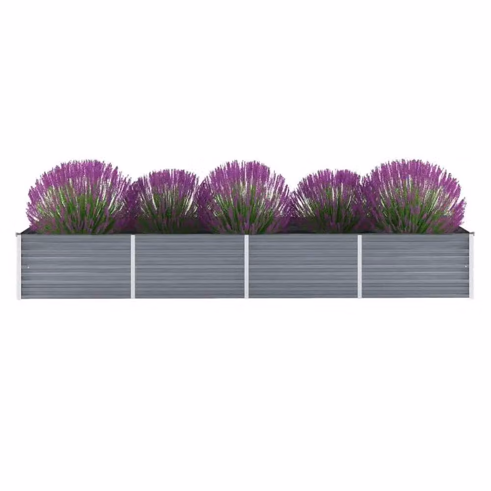 Berkfield Home Garden Galvanised Steel Raised Bed in Grey, W: 320 cm, D: 80 cm, H: 45 cm – 2