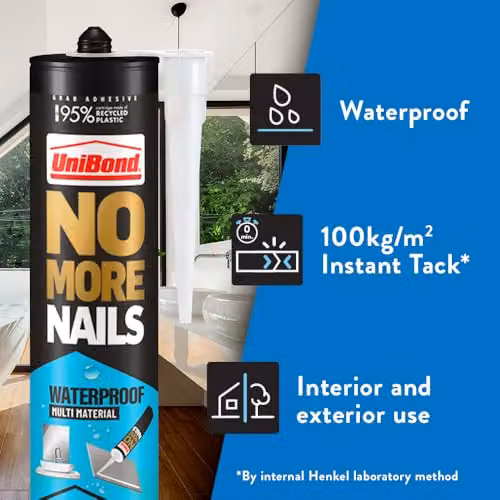 Unibond No More Nails Waterproof Instant Grab Mounting Adhesive Glue, 280ml White Cartridge – 2