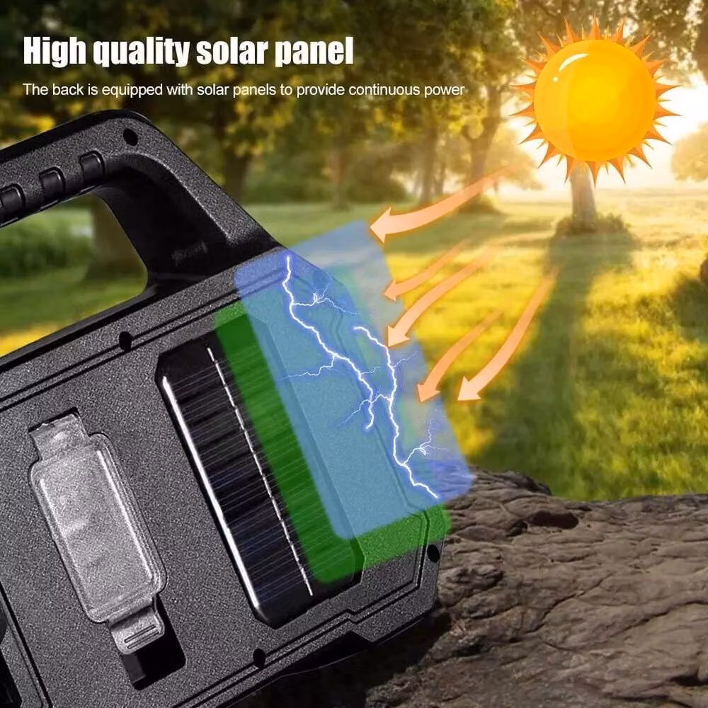 FLAVORA Emergency Solar Camping Lantern, USB Rechargeable LED Torch Light in Black – 5