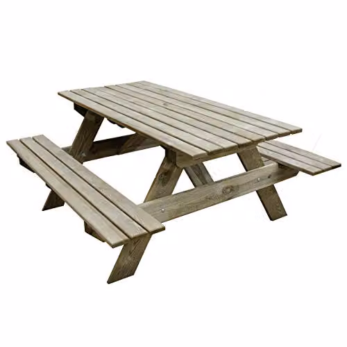 Forest Garden Small Rectangular Picnic Table in Brown Wood – 2