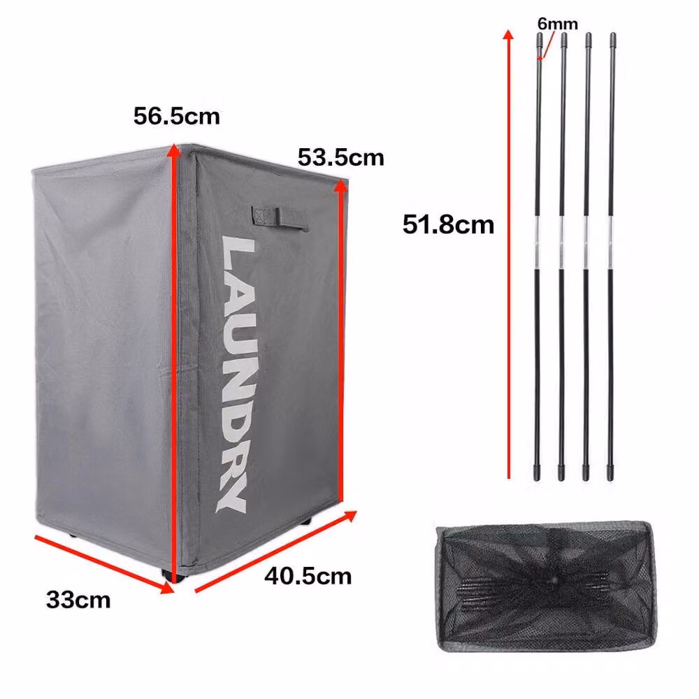 Kelvenix Collapsible Laundry Washing Basket on Wheels in Grey, W: 60 cm, D: 60 cm, H: 60 cm – 2