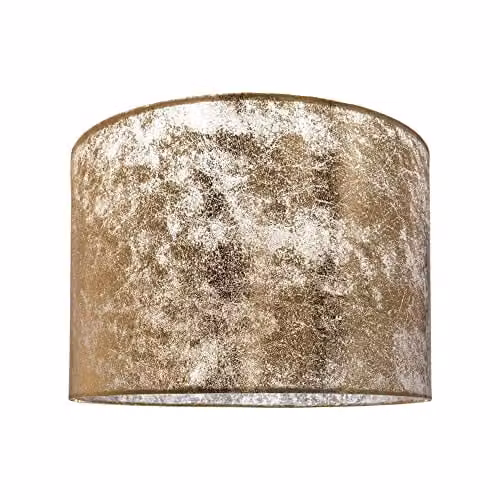 Happy Homewares Modern Round Fabric Lamp Shade in Gold with Reducer Ring, Diameter: 25.4 cm