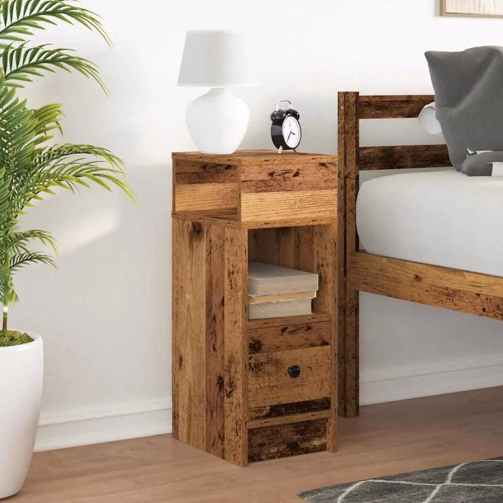 Berkfield Home Bedside Cabinet with Drawer in Old Wood Brown, W/D/H: 25 x 31 x 66 cm – 3