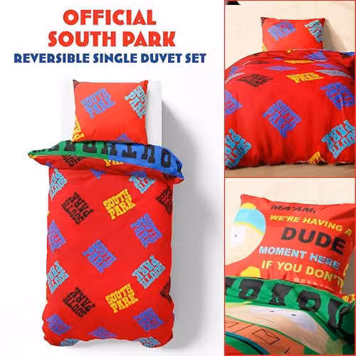 Get Trend South Park Reversible Duvet Cover and Pillowcase Set, Multicolour, W/D/H: 135 x 200 cm and 90 x 200 cm – 2